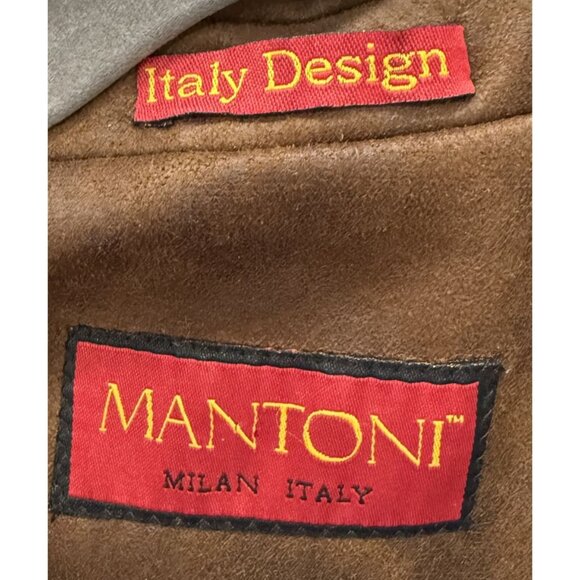 Mantoni Italy Design Faux Suede Leather Blazer Jacket Brown 48R - Picture 4 of 7
